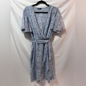 Floral Blue Wrap Dress